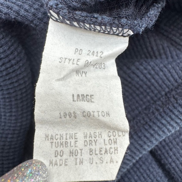 VINTAGE FITIGUES NAVY WAFFLE KNIT WIDE LEG CROPPED PANTS - Picture 6 of 6